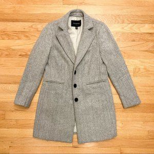 Banana Republic Grey Herringbone Wool Coat Petite XXS Single-Breasted